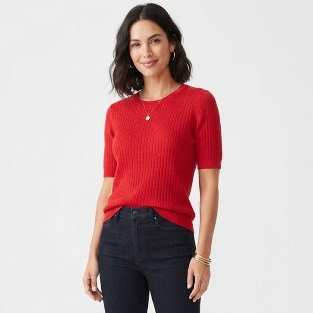 Crystal Kobe Red Knit Pullover Sweater Tee Ribbed Layering Plus Size 2X
